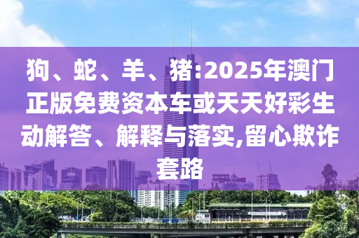 狗、蛇、羊、豬:2025年澳門正版免費資本車或天天好彩生動解答、解釋與落實,留心欺詐套路