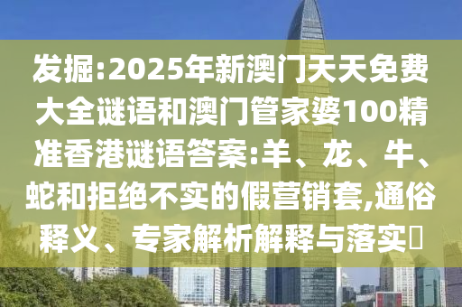 發(fā)掘:2025年新澳門天天免費(fèi)大全謎語和澳門管家婆100精準(zhǔn)香港謎語答案:羊、龍、牛、蛇和拒絕不實(shí)的假營(yíng)銷套,通俗釋義、專家解析解釋與落實(shí)?