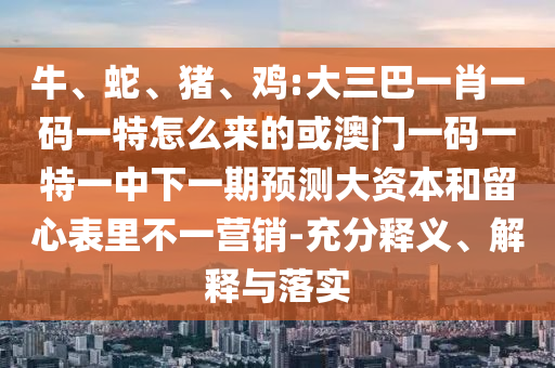 牛、蛇、豬、雞:大三巴一肖一碼一特怎么來的或澳門一碼一特一中下一期預(yù)測大資本和留心表里不一營銷-充分釋義、解釋與落實