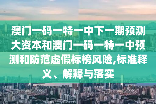 澳門一碼一特一中下一期預(yù)測大資本和澳門一碼一特一中預(yù)測和防范虛假標榜風(fēng)險,標準釋義、解釋與落實