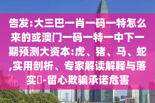告發(fā):大三巴一肖一碼一特怎么來的或澳門一碼一特一中下一期預(yù)測大資本:虎、豬、馬、蛇,實(shí)用剖析、專家解讀解釋與落實(shí)?-留心欺騙承諾危害