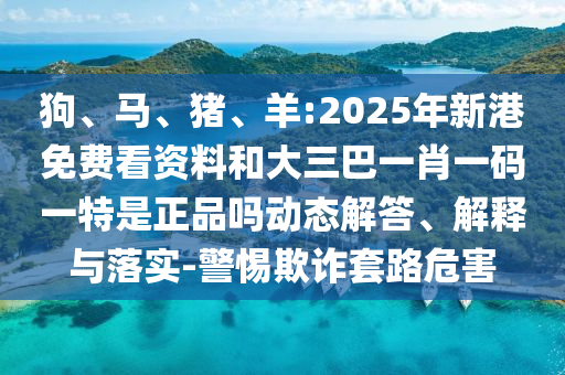 狗、馬、豬、羊:2025年新港免費看資料和大三巴一肖一碼一特是正品嗎動態(tài)解答、解釋與落實-警惕欺詐套路危害
