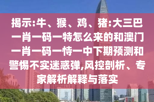 揭示:牛、猴、雞、豬:大三巴一肖一碼一特怎么來的和澳門一肖一碼一恃一中下期預測和警惕不實迷惑彈,風控剖析、專家解析解釋與落實